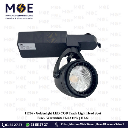 Goldenlight LED COB Track Light Head Spot Black Warmwhite H222 15W | H222