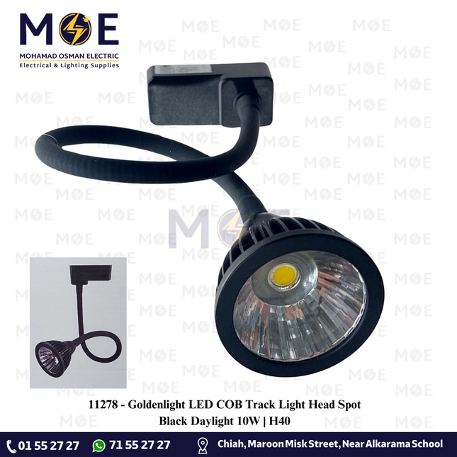 Goldenlight LED COB Track Light Head Spot Black Daylight 10W | H40