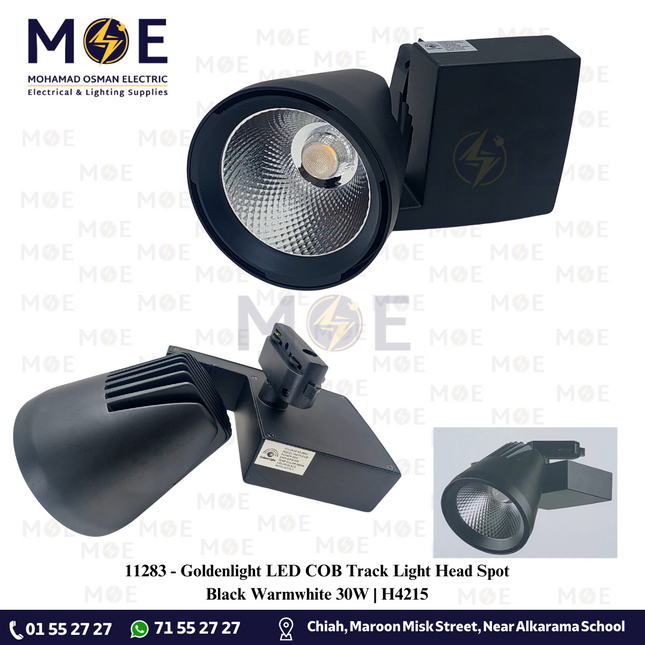 Goldenlight LED COB Track Light Head Spot Black Warmwhite 30W | H4215