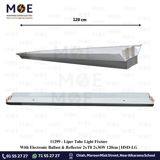 Liper Tube Light Fixture With Electronic Ballast & Reflector 2xT8 2x36W 120cm | HSD-LG