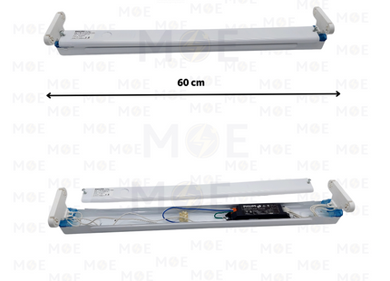 Philips Fluorescent Tube Light Fixture With Electronic Ballast White For 2xT8 2x18W 60cm | TMS012-2xTL-D18W EB-C | شاسي فلورسنت مجوزة حديد ترانس الكترون ابيض