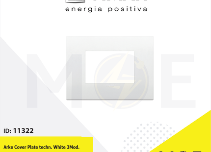 Vimar Arke Cover Plate technopolymer White 3module | 19653.74 | بلاك بلاستيك ابيض