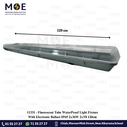 Fluorescent Tube WaterProof Light Fixture With Electronic Ballast IP65 2x36W 2xT8 120cm