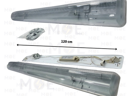 Fluorescent Tube WaterProof Light Fixture With Electronic Ballast IP65 2x36W 2xT8 120cm | شاسي مطرية فلورسنت مجوزة ترانس الكترون