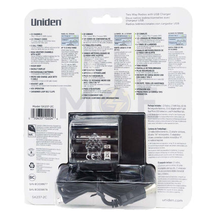 Uniden Two Way Radios / Walkie Talkie Rechargeable 23 Mile 2 Radios | SX237-2C