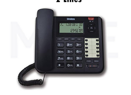 Uniden Landline Corded Desk Phone 2 Lines LCD Display Speaker Black AT8502