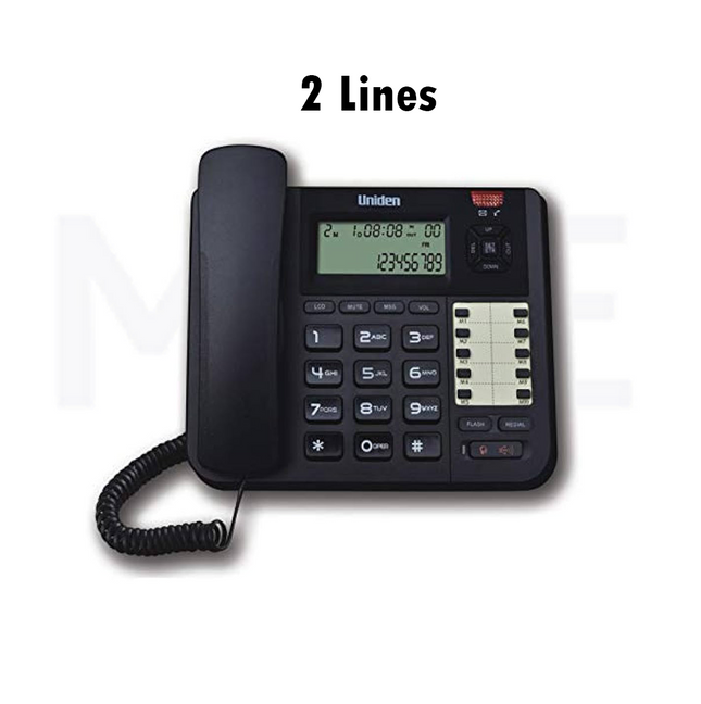 Uniden Landline Corded Desk Phone 2 Lines LCD Display Speaker Black AT8502