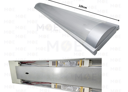 Excel Light Tube Light Fixture Prismatic Diffuser With Electronic Ballast Silver 2xT8 2x40W 120cm | 2FC-40 SL | شاسي عريضة ترانس الكترون فضي