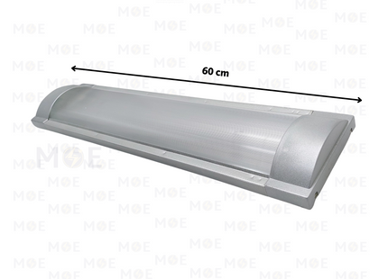 Excel Light Tube Light Fixture Prismatic Diffuser With Electronic Ballast Silver 2xT8 2x20W 60cm | 2FC-20 | شاسي عريضة ترانس الكترون فضي