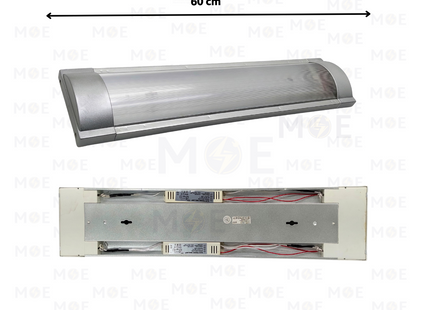 Excel Light Tube Light Fixture Prismatic Diffuser With Electronic Ballast Silver 2xT8 2x20W 60cm | 2FC-20 | شاسي عريضة ترانس الكترون فضي