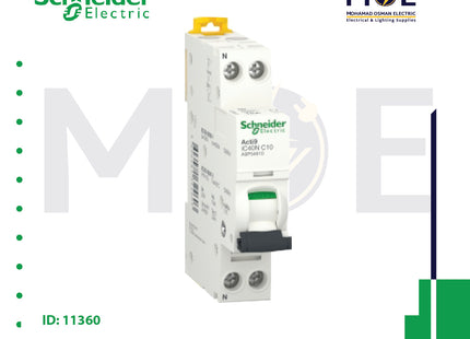 Schneider MCB IC40N 6kA C 1P+N 20A DPN | A9P54620 | دجنتور مجوز بقطبين وحيادي - قاطع كهربائي ثنائي القطب مع حيادي