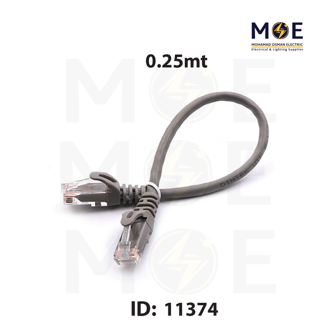 Dintek CAT5e UTP Patch Cord Cable Gray 0.25mt | 1201 03675 | وصلة باتش كورد رمادي
