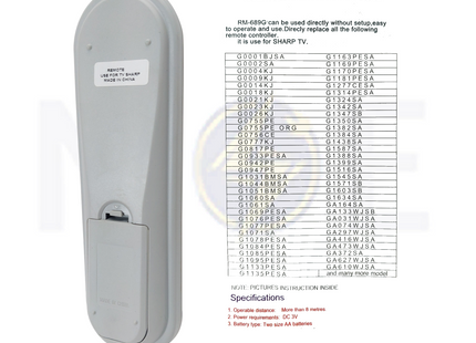 Universal TV Remote control For Sharp LCD/LED TVs | RM-689G