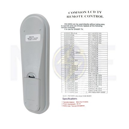Universal TV Remote control For Sharp LCD/LED TVs | RM-689G