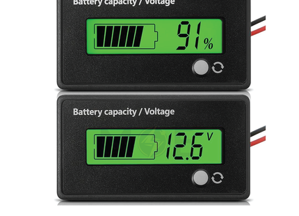 Digital Battery Capacity Monitor Voltmeter Panel Mount 12V 24V 36V 48V DC 6.1x3.3x1.4cm | YCAPCITYMETER | ساعة فولت و كثافة البطارية على خزانة
