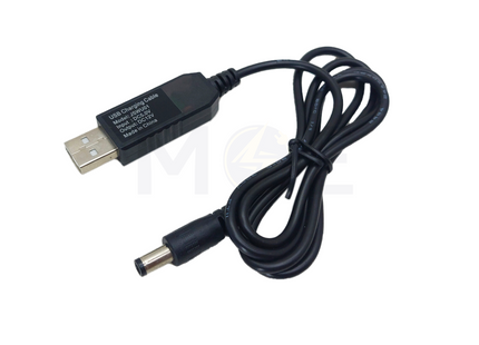 USB Type-A Male to DC Barrel Plug Male Power Cable 5.5×2.5×11mm 5V Input 12V Output 1m | JSWU01