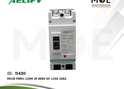 Aelifv MCCB FNM1-125M 2P 600V DC 125A 10kA | FNM1-125M/2P 102-010 | دجنتور صناعي