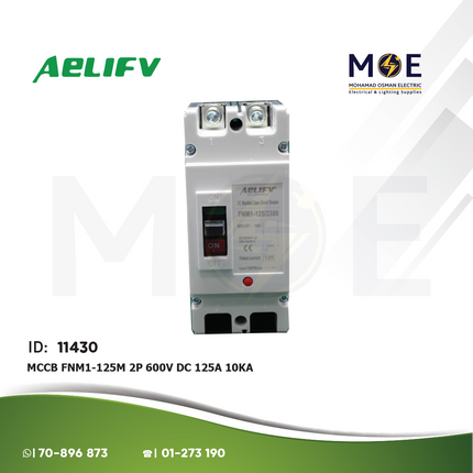 Aelifv  MCCB FNM1-125M 2P 600V DC 125A 10kA | FNM1-125M/2P 102-010