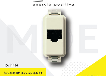 Vimar Serie 8000 Telephone Socket | RJ11 phone jack white 6/4 | 8215 | بريز تلفون ابيض