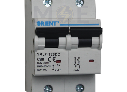 Orient MCB YRL7-125 DC 2P 80A | YRL7-125 | دجنتور كهرباء مجوز - قاطع كهربائي
