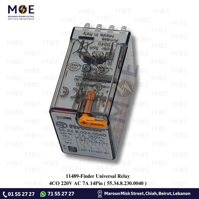 Finder Universal Relay 4CO 220V AC 7A 14Pin | 55.34.8.230.0040 | ريليه