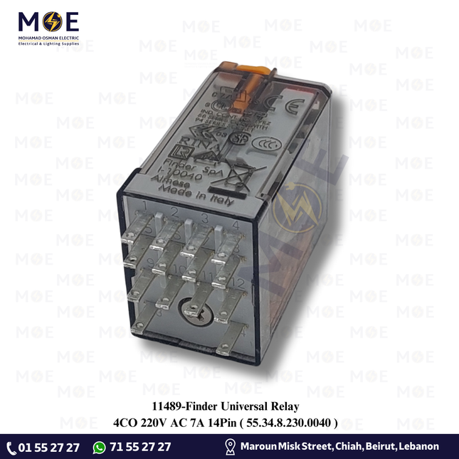 Finder Universal Relay 4CO 220V AC 7A 14Pin | 55.34.8.230.0040 | ريليه