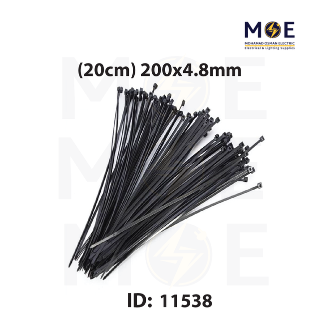 Arnocanali Cable Tie Black ( 20cm ) 200x4.8mm | F20048N | رباط بلاستيك اسود