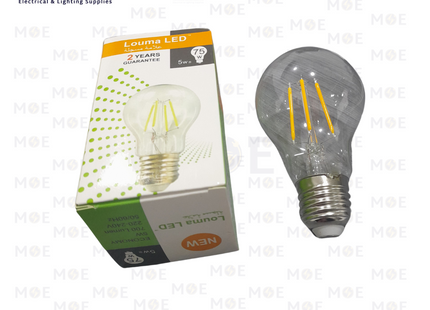 Louma A60 LED Lamp Clear Filament Bulb WarmWhite E27 5W | لمبة ليد برم فيلامنت بول شفاف ورم وايت