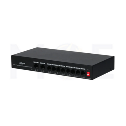 Dahua 10-Port Unmanaged Fast Ethernet Desktop Switch with 8-Port PoE for Surveillance Systems 65W | DH-PFS3010-8ET-65