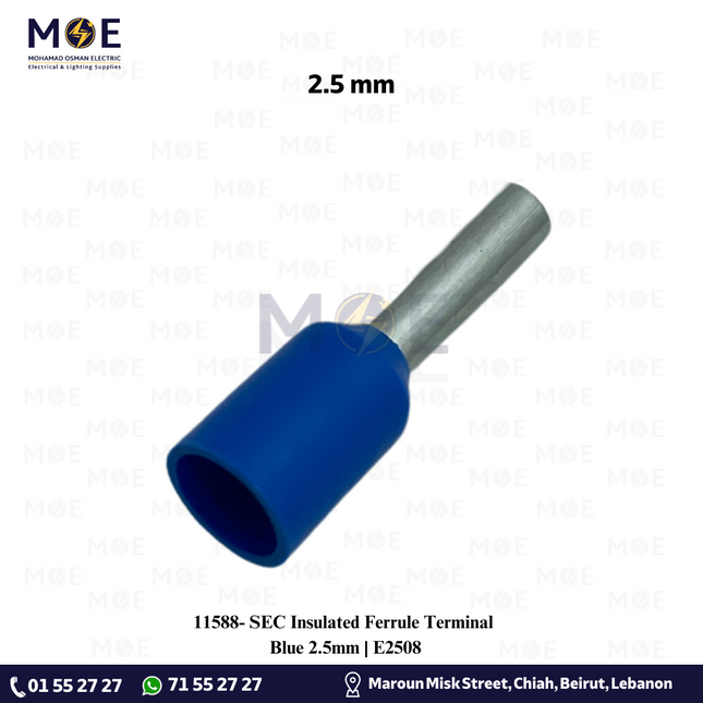 SEC Insulated Ferrule Terminal Blue 2.5mm | E2508