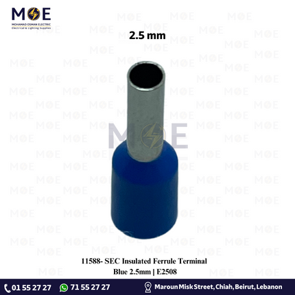 SEC Insulated Ferrule Terminal Blue 2.5mm | E2508