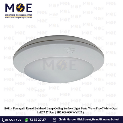 Fumagalli Round Bulkhead Lamp Ceiling Surface Light Berta WaterProof White Opal 1xE27 27.5cm |  1B2.000.000.WYP27