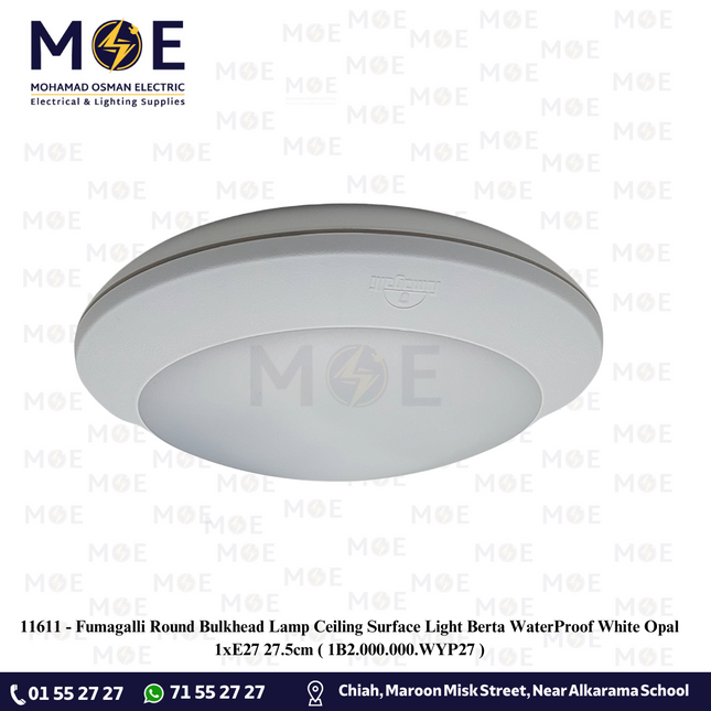 Fumagalli Round Bulkhead Lamp Ceiling Surface Light Berta WaterProof White Opal 1xE27 27.5cm |  1B2.000.000.WYP27