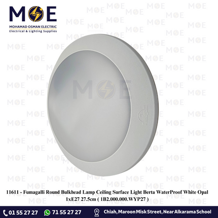 Fumagalli Round Bulkhead Lamp Ceiling Surface Light Berta WaterProof White Opal 1xE27 27.5cm |  1B2.000.000.WYP27