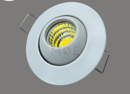 Goldenlight LED COB Downlight/ Panel Light White (PKW) Ceiling Flush Mounted Circular Warmwhite 3000K 4.5cm 5W | CP-R-5W 116 | سبوت ليد مدور مخفي عين متحرك ابيض ورم وايت