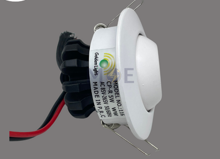 Goldenlight LED COB Downlight/ Panel Light White (PKW) Ceiling Flush Mounted Circular Warmwhite 3000K 4.5cm 5W | CP-R-5W 116 | سبوت ليد مدور مخفي عين متحرك ابيض ورم وايت