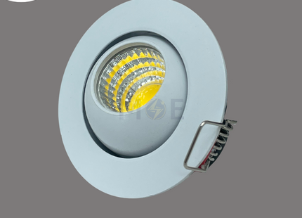 Goldenlight LED COB Downlight/ Panel Light White Ceiling Flush Mounted Circular Warmwhite 3000K 4.5cm 5W | JD1570 | سبوت ليد مدور مخفي عين متحرك ابيض ورم وايت