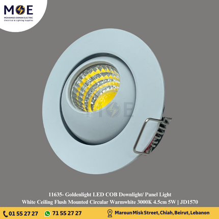 Goldenlight LED COB Downlight/ Panel Light White Ceiling Flush Mounted Circular Warmwhite 3000K 4.5cm 5W | JD1570