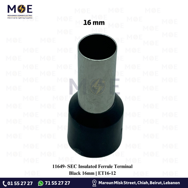 SEC Insulated Ferrule Terminal Black 16mm | ET16-12