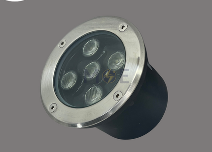 Cuperlight IP65 COB LED Ground SpotLight Chrome Flush Circular Spot Daylight 6500K 8cm 5x1W | KG-UG-5x1W | سبوت ارض ليد مدور مخفي كروم دايلايت