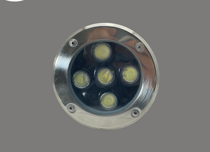 Cuperlight IP65 COB LED Ground SpotLight Chrome Flush Circular Spot Daylight 6500K 8cm 5x1W | KG-UG-5x1W | سبوت ارض ليد مدور مخفي كروم دايلايت