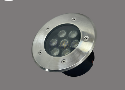 Cuperlight IP65 COB LED Ground SpotLight Chrome Flush Circular Spot Daylight 6500K 9.5cm 7x1W | KG-UG-7x1W | سبوت ارض ليد مدور مخفي كروم دايلايت