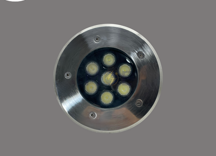 Cuperlight IP65 COB LED Ground SpotLight Chrome Flush Circular Spot Daylight 6500K 9.5cm 7x1W | KG-UG-7x1W | سبوت ارض ليد مدور مخفي كروم دايلايت