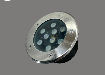Cuperlight IP65 COB LED Ground SpotLight Chrome Flush Circular Spot Daylight 6500K 12.5cm 9x1W | KG-UG-7x1W | سبوت ارض ليد مدور مخفي كروم دايلايت