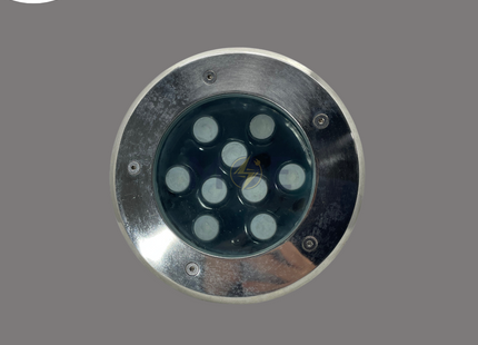 Cuperlight IP65 COB LED Ground SpotLight Chrome Flush Circular Spot Daylight 6500K 12.5cm 9x1W | KG-UG-7x1W | سبوت ارض ليد مدور مخفي كروم دايلايت