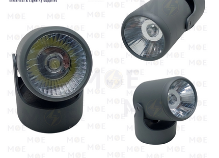 Goldenlight IP65 LED COB Waterproof Surface Adjustable Wall/Ceiling Spotlight Gray Daylight WL141 6000K 10W | W141-1 | سبوت ليد حائط/سقف ظاهر مطري متحرك رمادي دايلايت