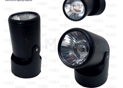 Goldenlight IP65 LED COB Waterproof Surface Adjustable Wall/Ceiling Mounted Spotlight Black Warmwhite 3000K 20W | WL 142 | سبوت ليد حائط/سقف ظاهر مطري متحرك اسود ورم وايت