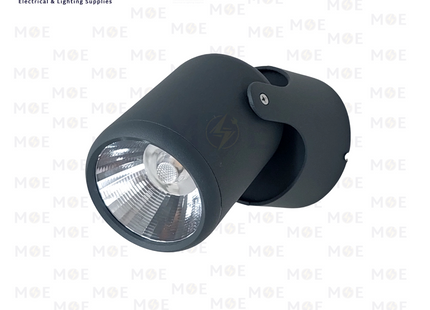 Goldenlight IP65 LED COB Waterproof Surface Adjustable Wall/Ceiling Mounted Spotlight Gray Warmwhite 3000K 20W | WL 142 | سبوت ليد حائط/سقف ظاهر مطري متحرك فضي ورم وايت
