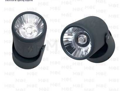 Goldenlight IP65 LED COB Waterproof Surface Adjustable Wall/Ceiling Mounted Spotlight Gray Warmwhite 3000K 20W | WL 142 | سبوت ليد حائط/سقف ظاهر مطري متحرك فضي ورم وايت