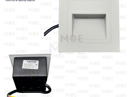 Cuperlight Garden/Stairs Light LED Recessed Square Wall Lamp/Applique White Warmwhite 8.5x8.5cm 5W | K-2408-2 | ابليك درج ليد مربع مخفي ابيض ورم وايت